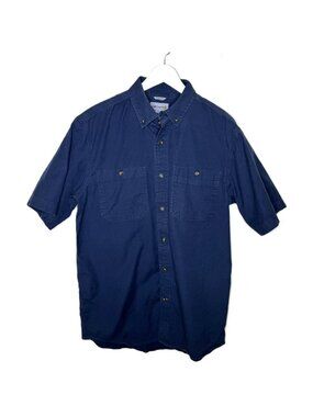 Carhartt Men's Blue Relaxed Fit Short Sleeve Button-Up Work Shirt, Medium